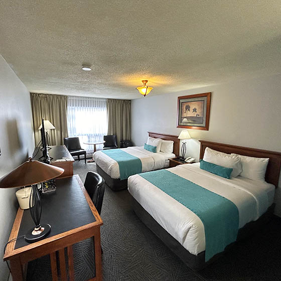 Bedroom at the Tonquin Inn in Jasper, Canada