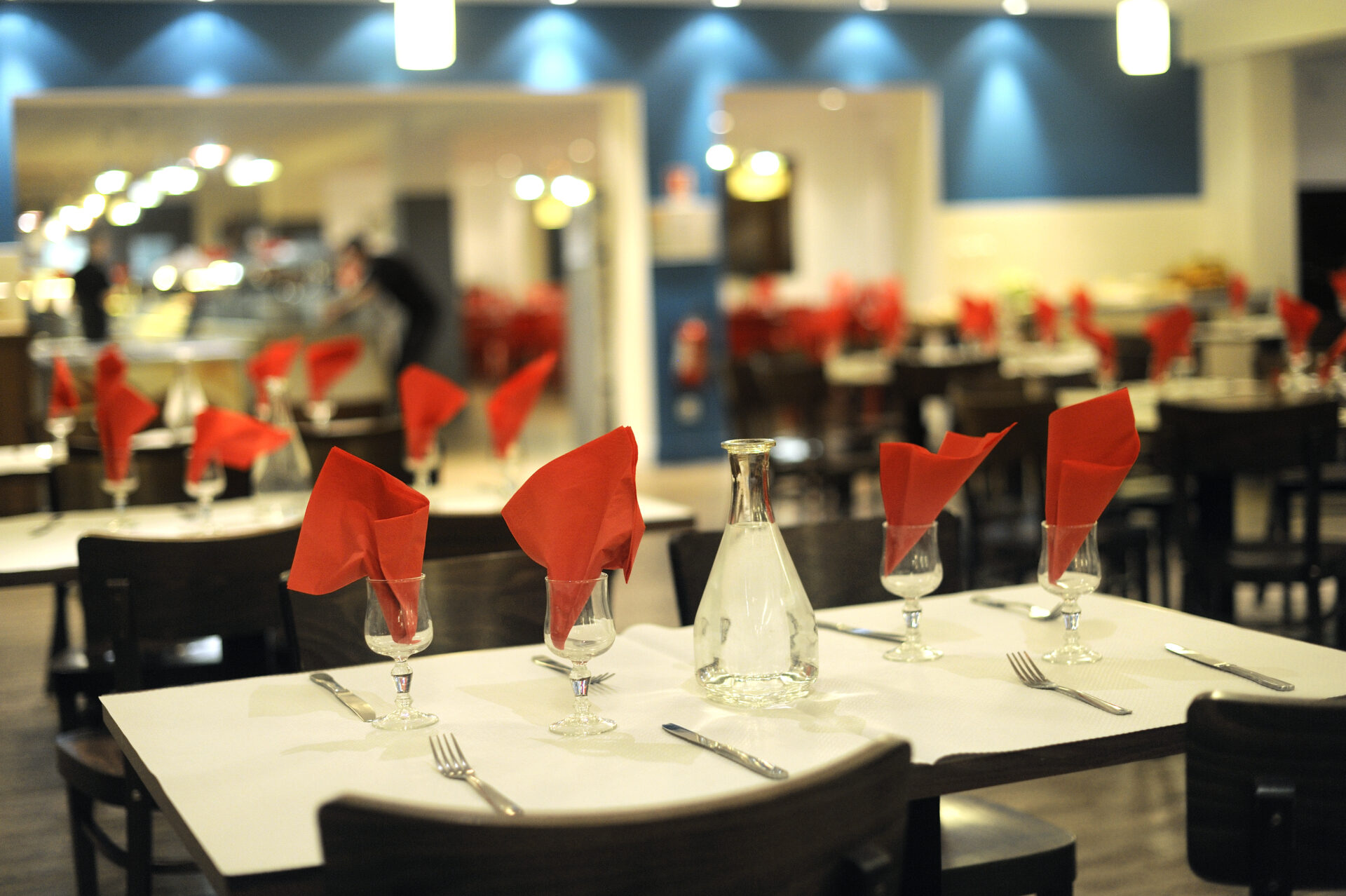 Close up of a table at the restaurant in Village Club du Soleil in Orcieres Merlette, France