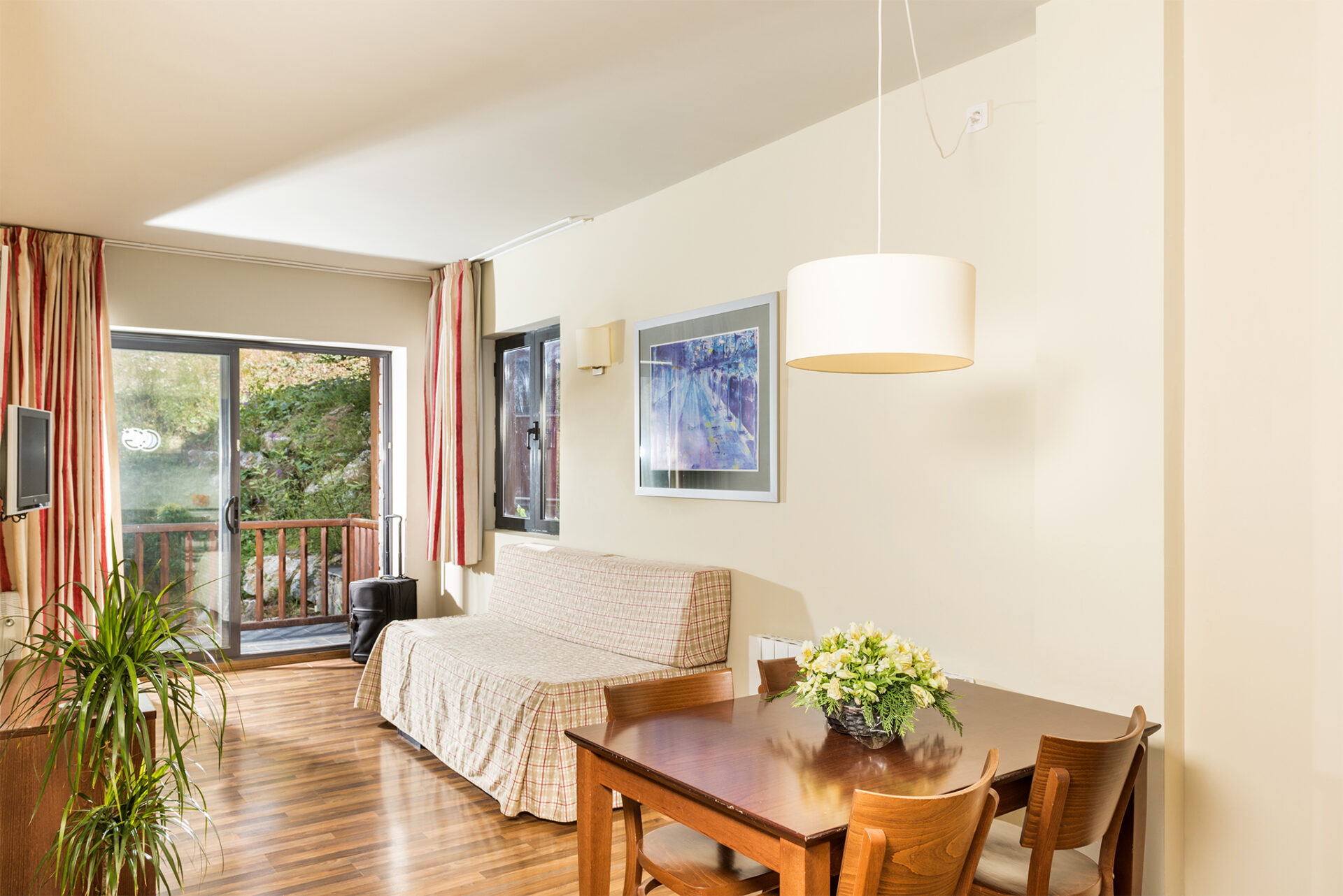 Apartment lounge at Guitart Aparthotel in La Molina, Spain