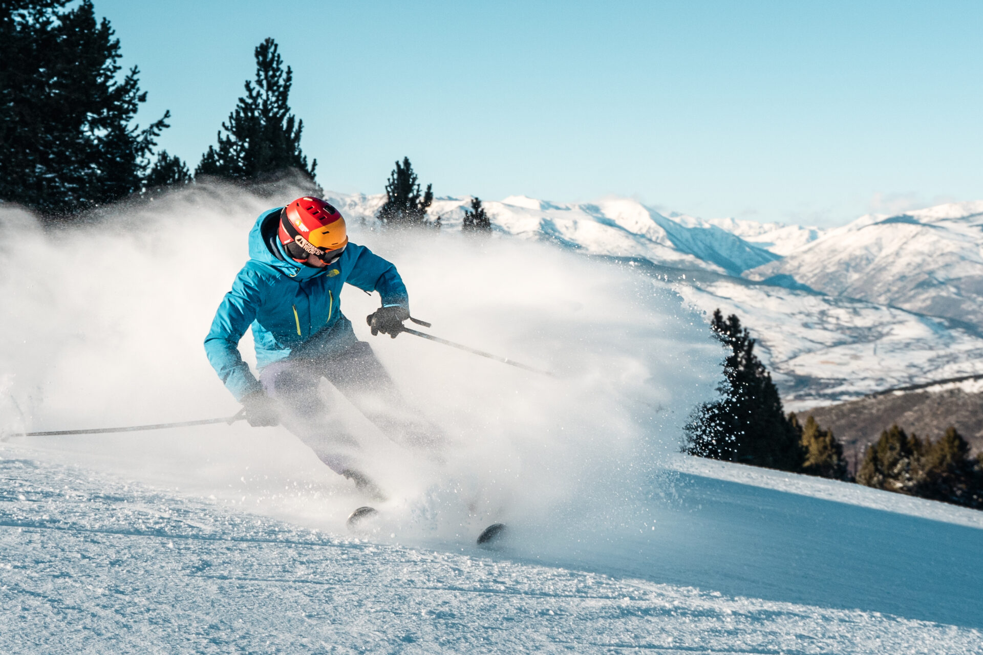 Skier on the slopes of La Molina resort, Spain