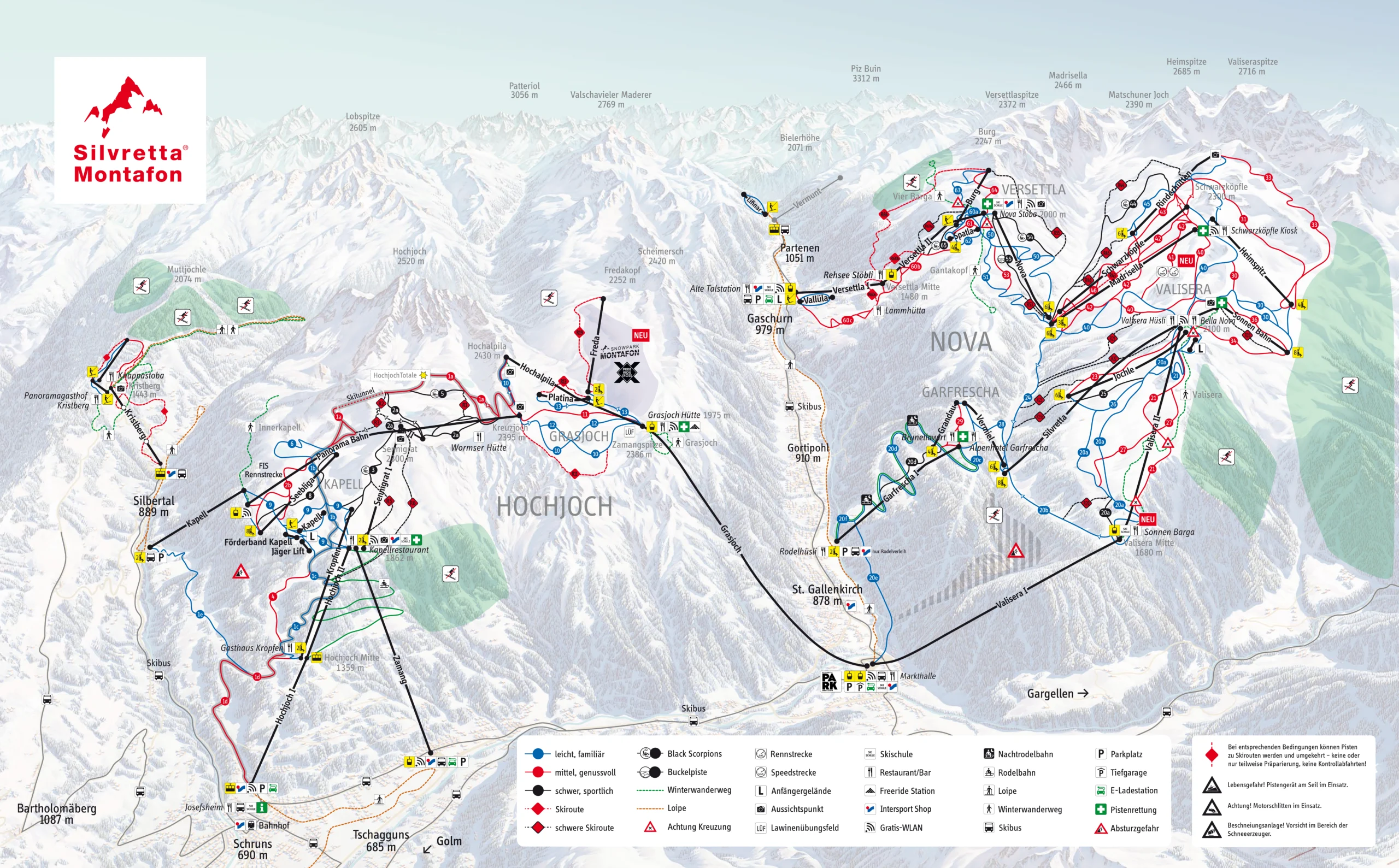 Montafon ski piste map, Austria