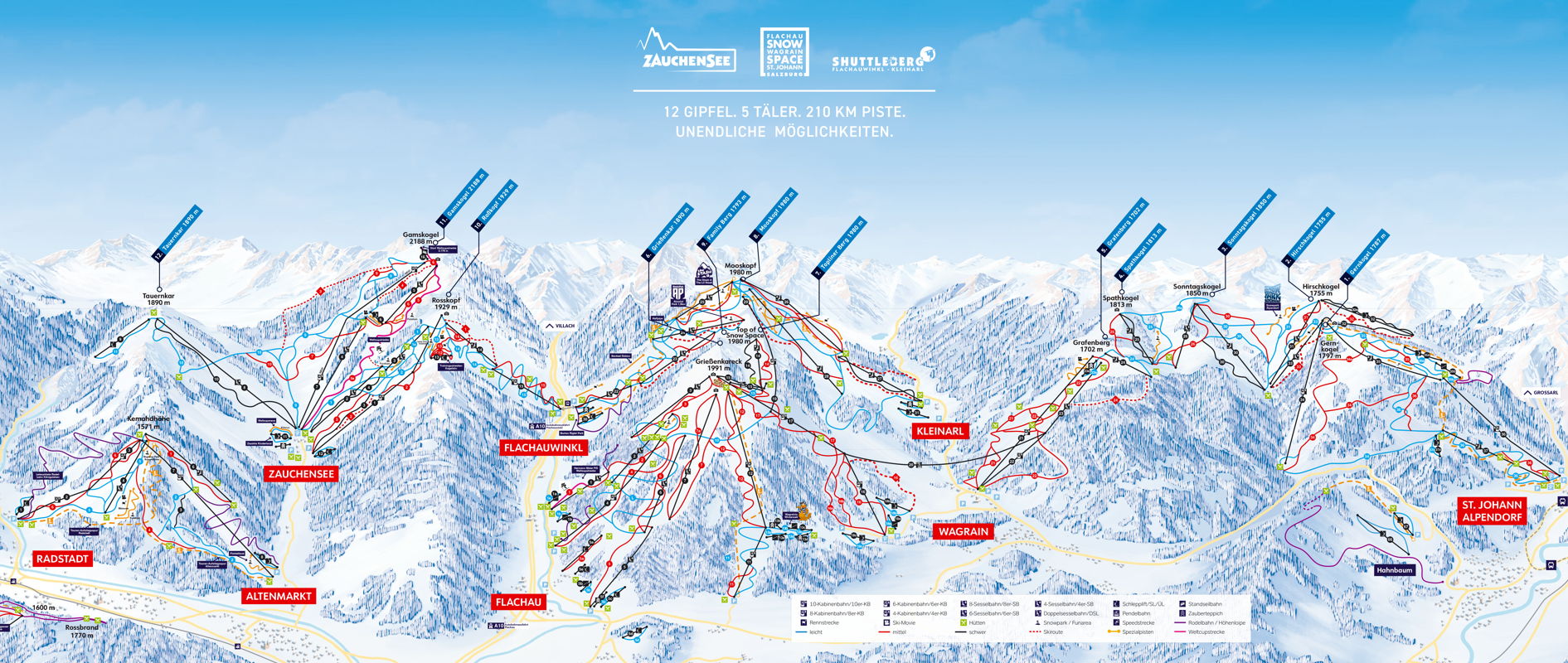 Sportwelt ski piste map, Austria