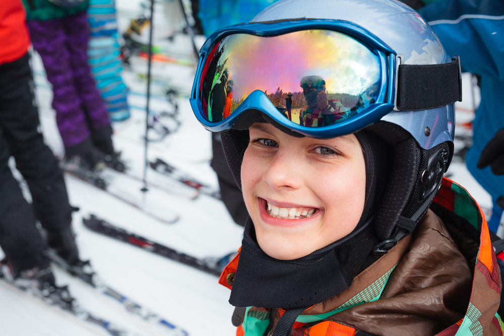 Ski student smiling on the slopes